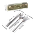 thumbnail image 3 of Linnome Stainless Steel Tableware Box Set Food Grade Knife Fork Chopsticks Travel Portable Tableware with Case Green, 3 of 6
