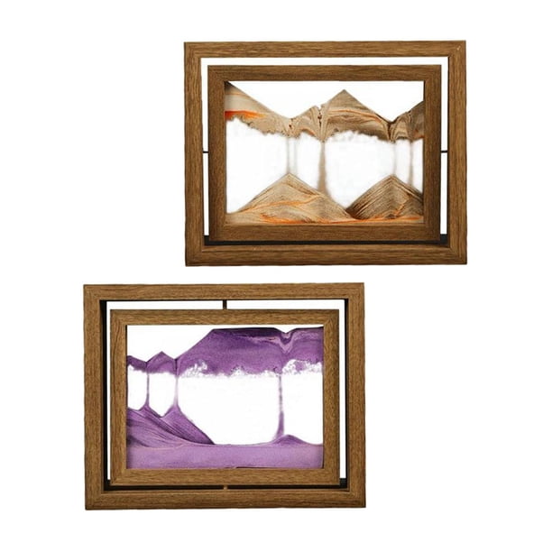 2 Piezas de Arte de Arena , Cuadro de Pintura de Arena Que Fluye, Adorno de Reloj de Arena, Diseño de Escena de Arena Movediza, Accesorio , marrón y violeta Soledad Imagen de arena en movimiento