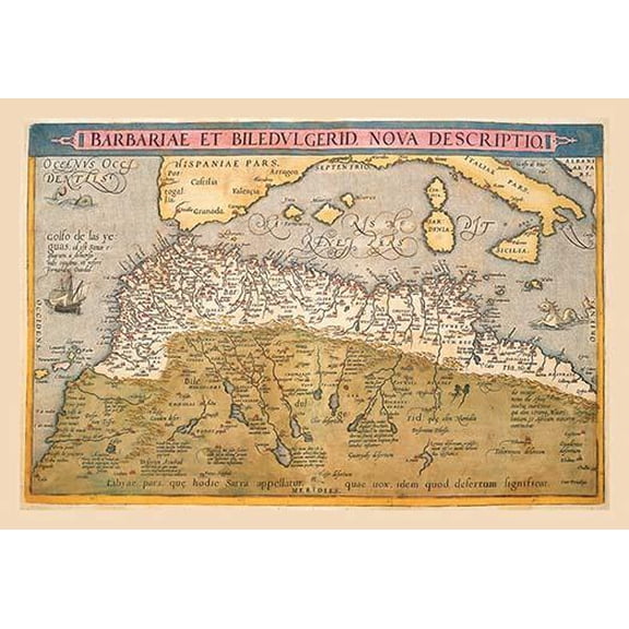 Map of Northern Africa-Fine Art Canvas Print (20" x 30")