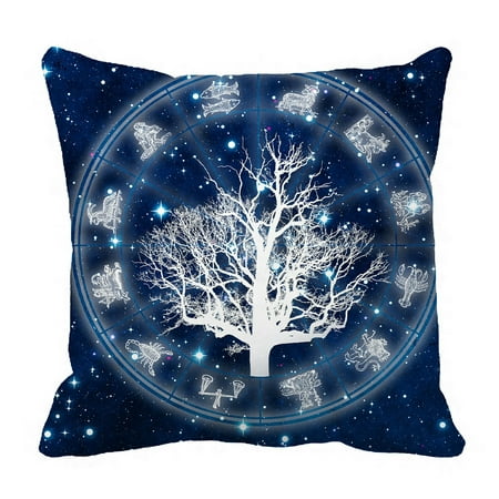 PHFZK Tree of Life Pillow Case, Astrology Chart with All Zodiac Signs Pillowcase Throw Pillow Cushion Cover Two Sides Size 18x18