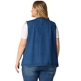 thumbnail image 4 of Chaleco de mezclilsin mangas de talgrande pamujer Chaleco de mezclilcon cuello en V y botones Azul 3X, 4 of 6