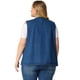 thumbnail image 4 of Chaleco de mezclilsin mangas de talgrande pamujer Chaleco de mezclilcon cuello en V y botones Azul 3X, 4 of 6