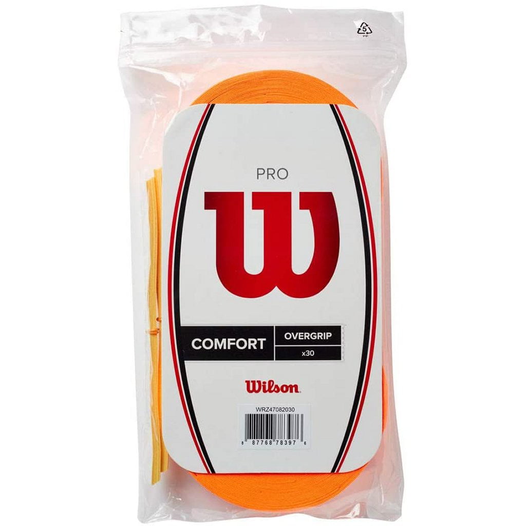 for All Racquet Sports Wilson Pro Overgrip Comfort 30 Pack Burn Orange 