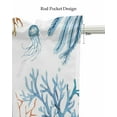 thumbnail image 5 of Blue Starfish Coastal Kitchen Valances for Windows Farmhouse Linen Window Valance Curtain for Living Room Window Treatment Summer Ocean Coral Jellyfish Valance Rod Pocket Topper Drape, 42 x 18 Inch, 5 of 6
