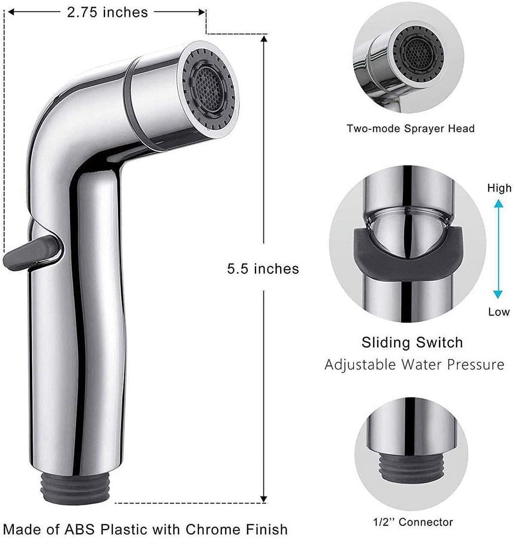 Bidet Sprayer for Toilet Chrome Dual Function Cloth Diaper Washer Set Wall Mounted Hand Held Bidet Spray Kit with Cold Water for Personal Hygiene,Without Holder