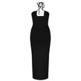 thumbnail image 7 of Wycnly Dresses for Women Party Club Sexy Cut-out Slit Ruched Bodycon Dresses with Drawstring Sleeveless Halter Solid Summer Long Formal Dress Black s, 7 of 7