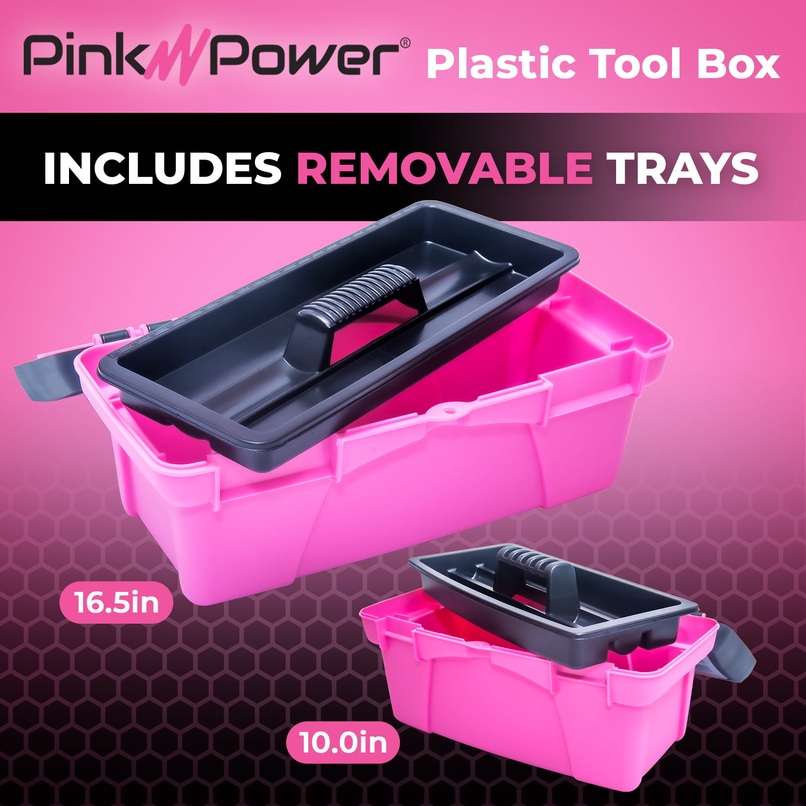 Pink Power Tool Box - 18 Small Metal & Plastic Portable Lightweight  Locking Tool Chest Organizer & Reviews