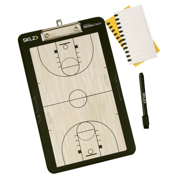 SKLZ Basketball Magnacoach with Magnetic Tiles, Dry-Erase Marker, and Full Court Diagram Board
