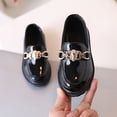 thumbnail image 2 of Gpaecead Girls Metal Ornament Loafers Solid Color Soft Sole Faux Leather Casual Flats For School Spring Summer, Black, 2 of 8