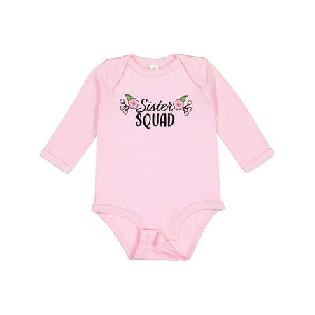 

Inktastic Sister Squad with Flowers Gift Baby Girl Long Sleeve Bodysuit