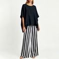 thumbnail image 6 of AHTJRT Women's Lounge 2 Piece Outfits Loose Fit Tunic Tops and Flowy Striped Wide Leg Pants Set Summer Beach Vacation Everday Wear Outfits Black XXL, 6 of 7