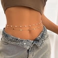 thumbnail image 2 of Bohemian Fake Pearl Bikini Body Chain for Women,Adjustable Waterproof Belly Waist Layered Cubic Zirconia Swimsuits Beach Chains Summer Festival Mermaid Party Accessories (Style-B), 2 of 6