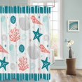 thumbnail image 3 of Fabric Shower Curtain, Turquoise and Red Starfish Seashell Jellyfish Coral Bathroom Curtain with 12 Hooks Waterproof No Bad Odor Machine Washable Bath Curtains for Bathroom, Spa Room, 72"x78", 3 of 6