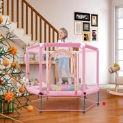 Mini Trampoline for Kids with Safety Enclosure Net, 55 Toddler Trampoline with No-Gap Safe Design, Segmart Recreational Trampolines for Birthday Gifts, Rebounder Trampoline with Ocean Balls