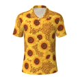 thumbnail image 2 of Daiia Yellow Leopard Print Sunflower Pattern Men’s Polo Shirts,Solid Deck Shirt,Classic Fit, Breathable Cotton Polo for Casual and Sport Wear-XX-Large, 2 of 7