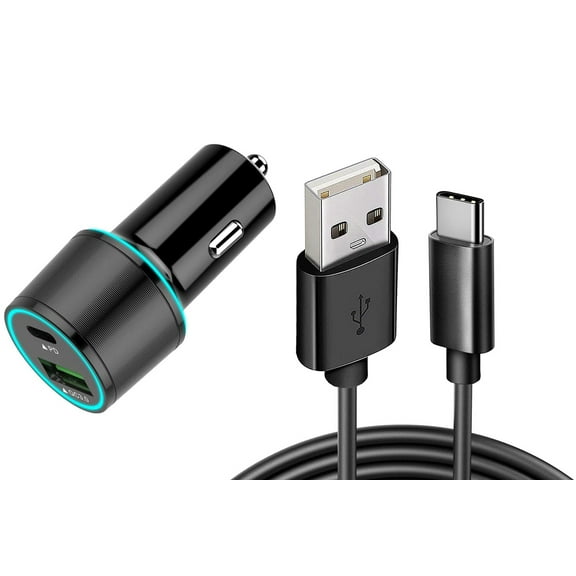 Quick Car Charger for Samsung Galaxy Z Fold5/Fold4/Fold3 5G/Fold2 - 36W 2-Port USB Cable Type-C PD Power Adapter DC Socket for Galaxy Z Fold5/Fold4/Fold3 5G/Fold2