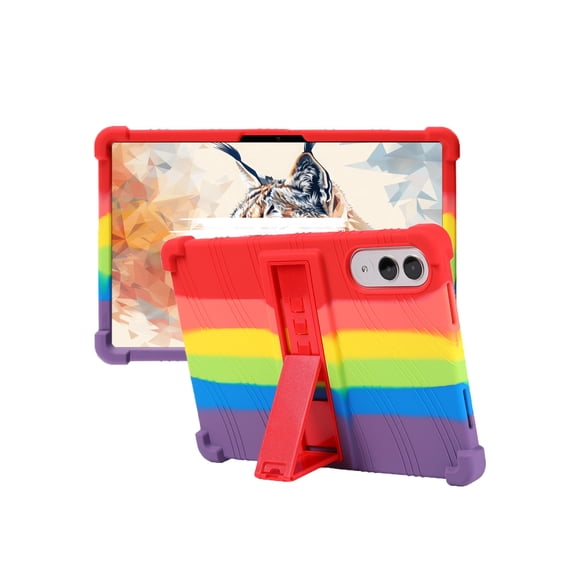 Silicone Case for Lenovo Yoga Tab 11.1 inch, Soft Flexible Shockproof Protective Tablet Cover, Anti-Scratch & Lightweight Slim Design-Rainbow