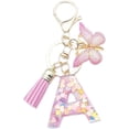 thumbnail image 1 of ORUYROP Initials Letter Keychain Pink Tassel Butterfly Pendant for Women Girls Wallet Backpack Purses, 1 of 4