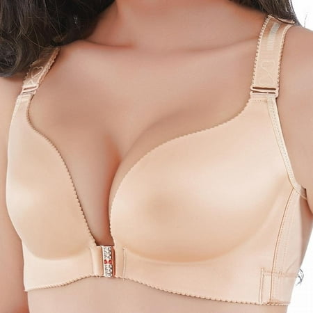 

Clearance Sale!Women Plus Size Push Up Bra Front Closure Butterfly Brassiere Female Backless Bralette Breast Seamless Underwear Skin Color 38C
