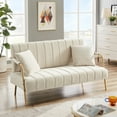 thumbnail image 2 of Velvet Loveseat Sofa: 60 Inch Two Seater for Small Spaces in Bedroom, Apartment, Office, Living Room (Beige), 2 of 8