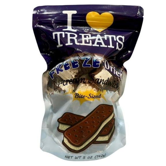 I Love Treats Freeze Dried Ice Cream Sandwiches Bite Size 5 oz Crispy Crunchy Vanilla Ice Cream Chocolate Cookie