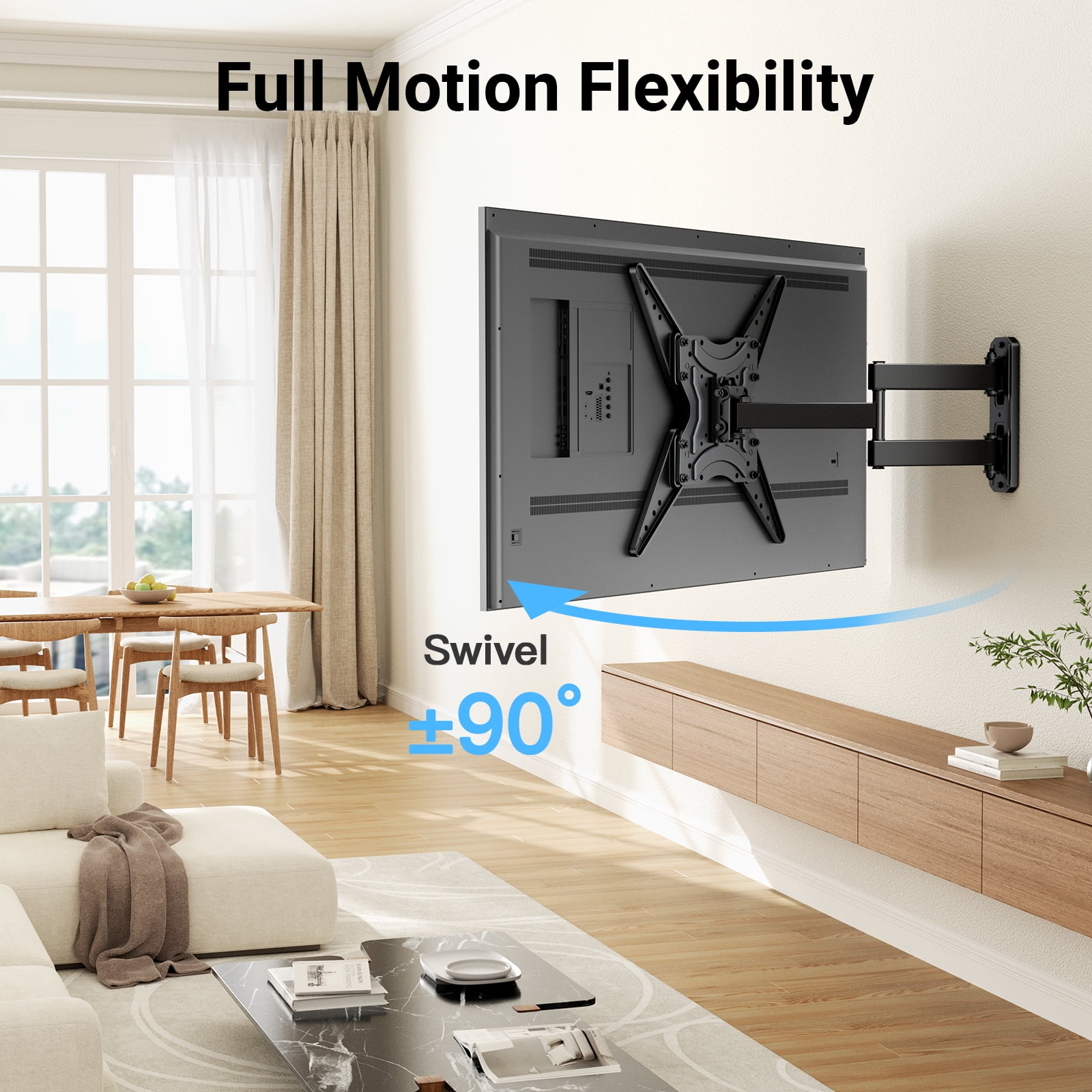 PERLESMITH Full Motion TV Wall Mount for 26"- 60" TVs, 70 lbs Capacity, UL Listed, PSMFK18B