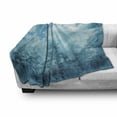 thumbnail image 3 of Grunge Soft Flannel Fleece Throw Blanket, Grunge Abstract Illustration with Night Forest Cloudy Sky Nature Landscape Picture, Cozy Plush for Indoor and Outdoor Use, 50" x 70", Blue Teal, by Ambesonne, 3 of 6