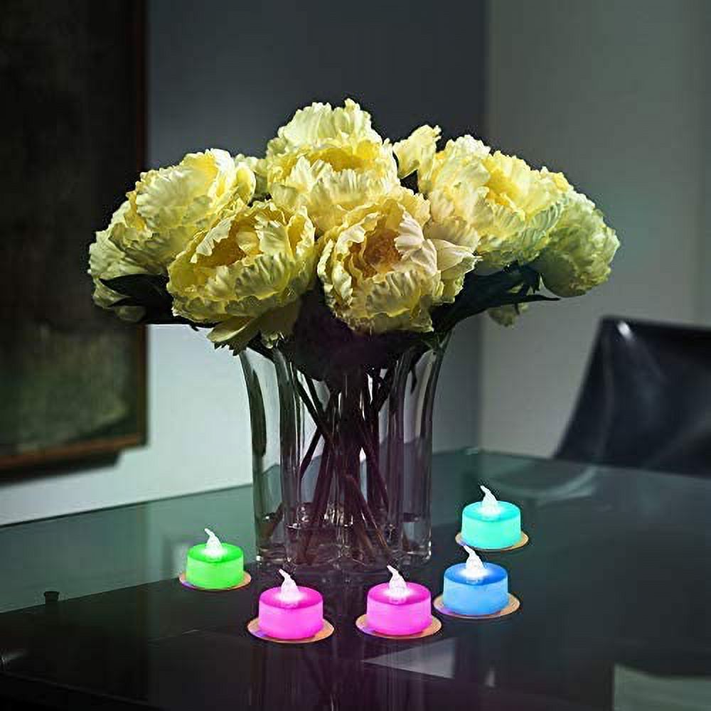 Haitral Candle Lamps Waterproof Candles, 24pcs Battery Operated LED Decorative Flameless Candles Flickering Colorful Light