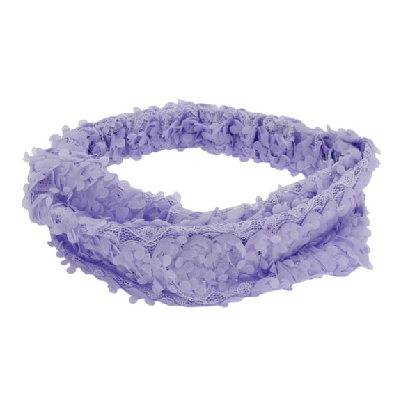 Unique Bargains 1 Pc Headband Three-dimensional Flower Lace Wide Hairband for Women Purple