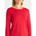 thumbnail image 4 of Time and Tru Women's Cotton Crewneck Tee with Long Sleeves, Sizes XS-XXXL, 4 of 5