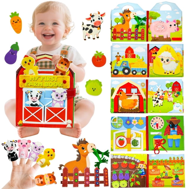 Farm Busy Book Kimicare Educational con marionetas para niños de 1 a 3 años
