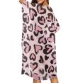 thumbnail image 4 of HELLHERO Half Sleeve Long Kimono Swimsuit Cover Up for Summer High Quality Fabrics Loose Women's Swimsuit Cover Up Shirt Light Pink Leopard Print, 4 of 5