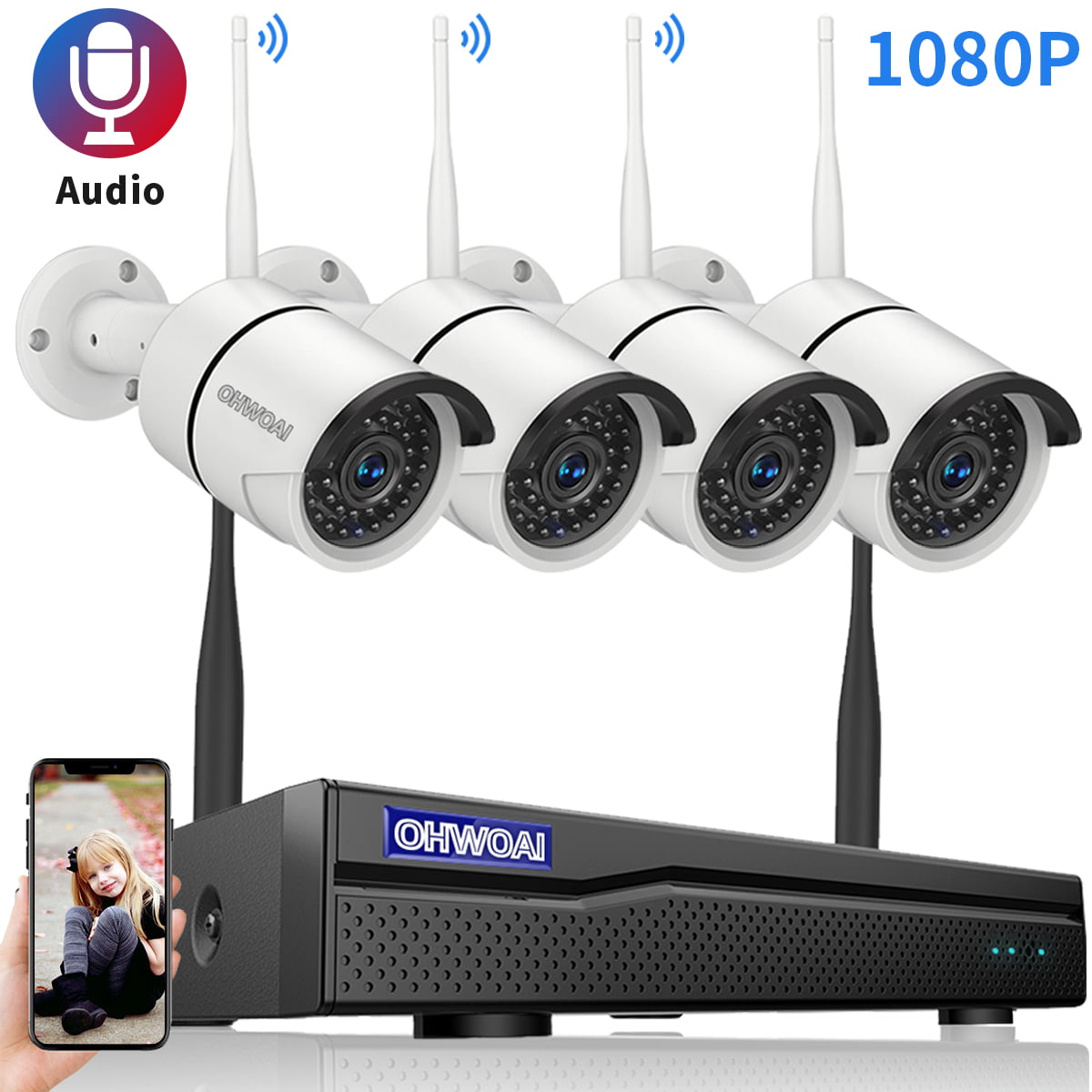 Wireless Security IP Camera System 8CH 1080P NVR Video Outdoor WIFI Network HDMI