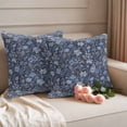 thumbnail image 2 of Navy Blue Floral Outdoor Waterproof Pillow Covers, Ethnic Tribe Abstract Art Flowers Decorative Square Throw Pillowcase Sofa Cushion Sham for Patio/Couch/Chair, 26"x26" 2 Pack, 2 of 8