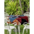 thumbnail image 4 of Outdoor Tablecloth with Umbrella Hole Zipper Red Burnt Orange Round Tablecloth 54" Waterproof Outside Table Cloth Geometric Boho Modern Abstract Patio Table Cover Tablecloths for Picnic Party, 4 of 8