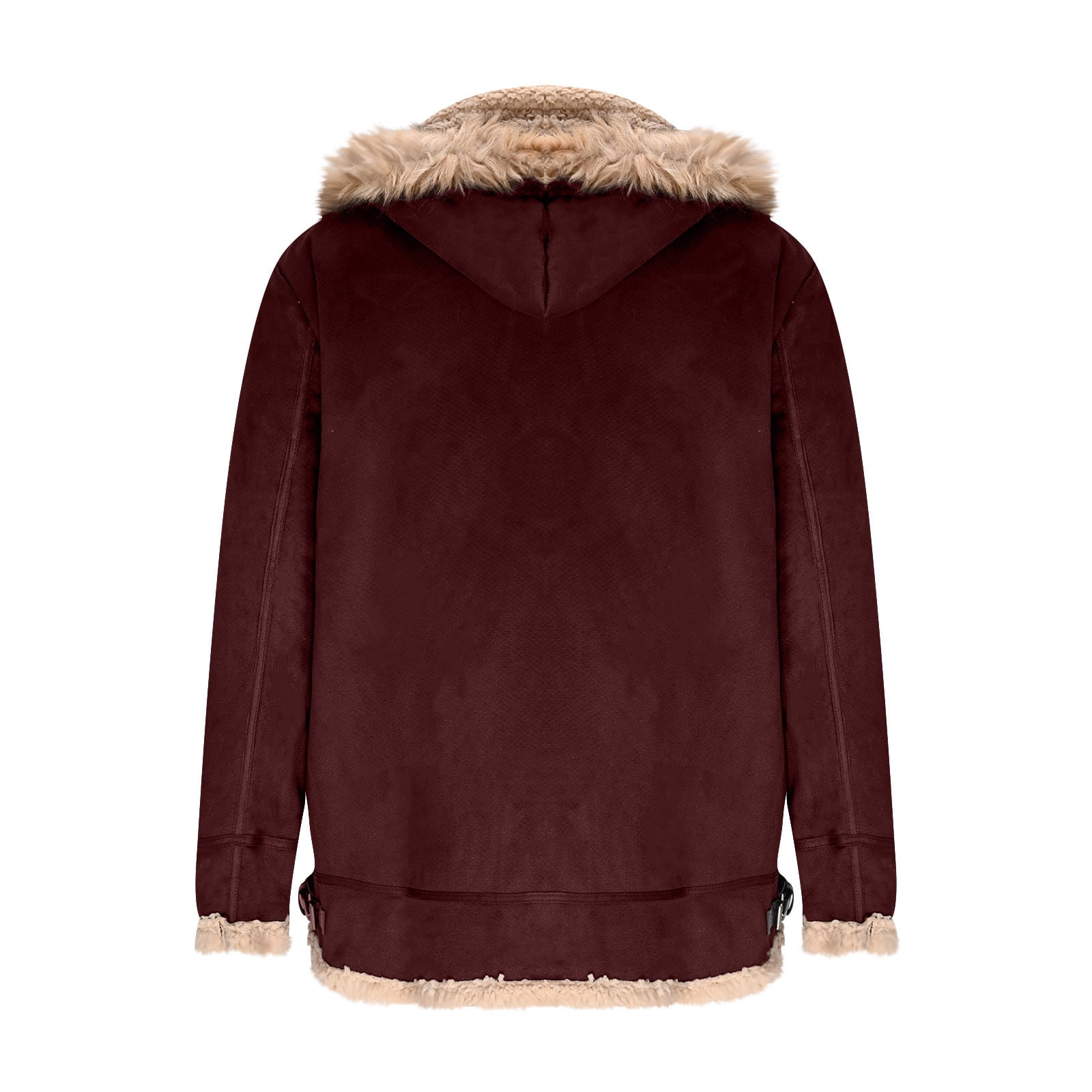 UQJfacai Mens Faux Suede Leather Jacket Sherpa Lined Collared Trucker Cargo Coat Winter Warm Thick Casual Outerwear with Pockets