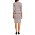 thumbnail image 3 of INSPIRE CHIC Women's 2 Piece Tweed Suit Button Down 3/4 Sleeve Jacket Pencil Skirt Set XS Pink, 3 of 6