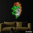 thumbnail image 3 of Craftnamesign Floral Skull Neon Sign, Skull LED Sign, Skull Wall Art, 3 of 4