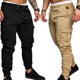 thumbnail image 3 of Qarigey Moda hombres pantalones deportivos largos casuales pantalones corriendo joggers gimnasio pantalones deportivos Prendas para la parte inferior del cuerpo Caqui XL, 3 of 6