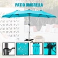 thumbnail image 5 of Ainfox 15ft Large Patio Umbrella with Solar Lights, Double-Sided Outdoor Rectangle Table Umbrellas with 48 LED Lights，Blue, 5 of 6