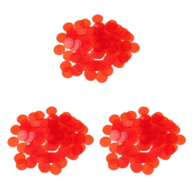 Ruiboury Professional Transparent Color Counters Bingo Game Plastic Marker Set Red 1.5x1.5cm 3Set