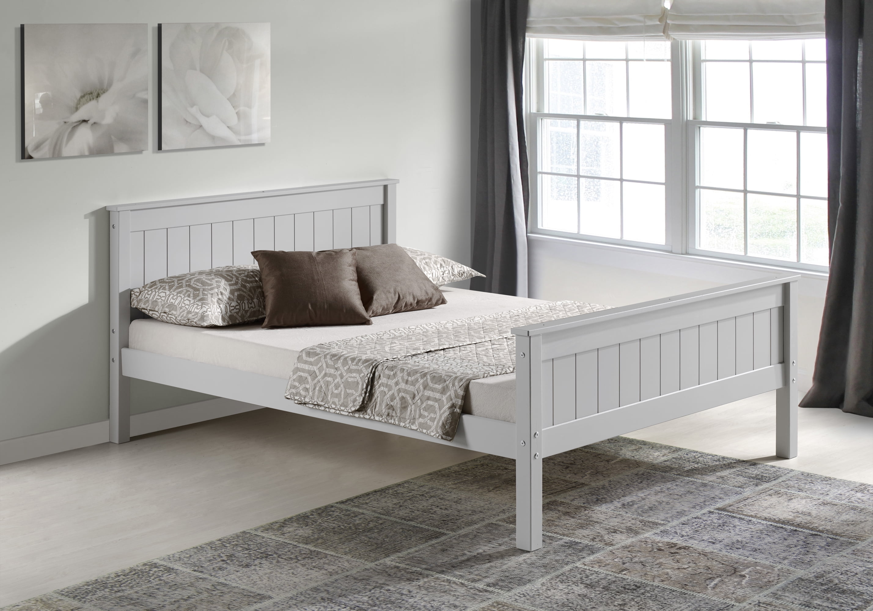 Alaterre Furniture Harmony Wood Full Size Bed Frame with Headboard and Footboard (Dove Gray)