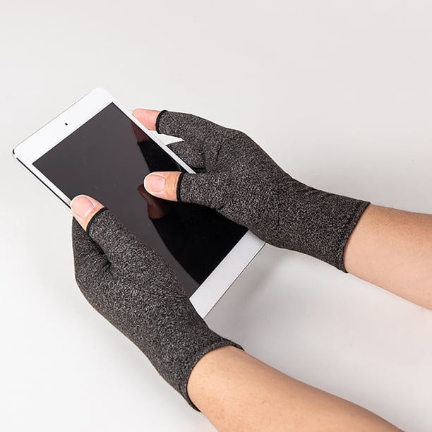 2 Pairs Arthritis Compression Gloves For Men & Women - Open Finger Design For Pain Relief, Computer Typing & Daily Work (Medium, Coffee)