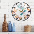 thumbnail image 6 of Round Clock Wall Clock Decorative Clock 9.5" Sizes Cartoon Dragonflies Pattern, 6 of 9