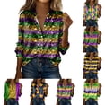 thumbnail image 2 of Women's Mardi Gras Shirts Long Sleeve Button Down Shirt Tuesday Carnival Party Outfit 2026, 2 of 7
