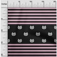 thumbnail image 1 of oneOone Tissu Polyester Lycra Rayé & Visage de Chat Imprimés d'Animaux au Mètre 56 Pouces de Large, 1 of 4