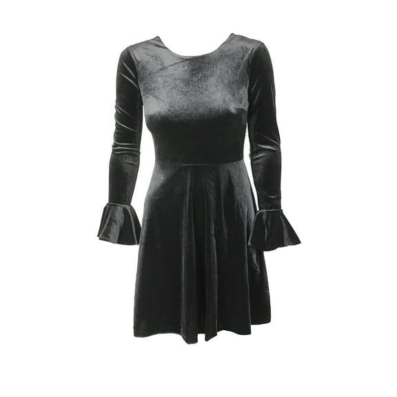 Cece Black Scoop Back Fit & Flare Velvet Dress XS