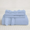 thumbnail image 3 of DNG Creations 5 Piece Double Ruffle Duvet Cover With Zipper Closure ( Solid Light Blue ) All-Season 100% Egyptian Cotton, 800 Thread Count ( Oversized King - Size ), 3 of 6
