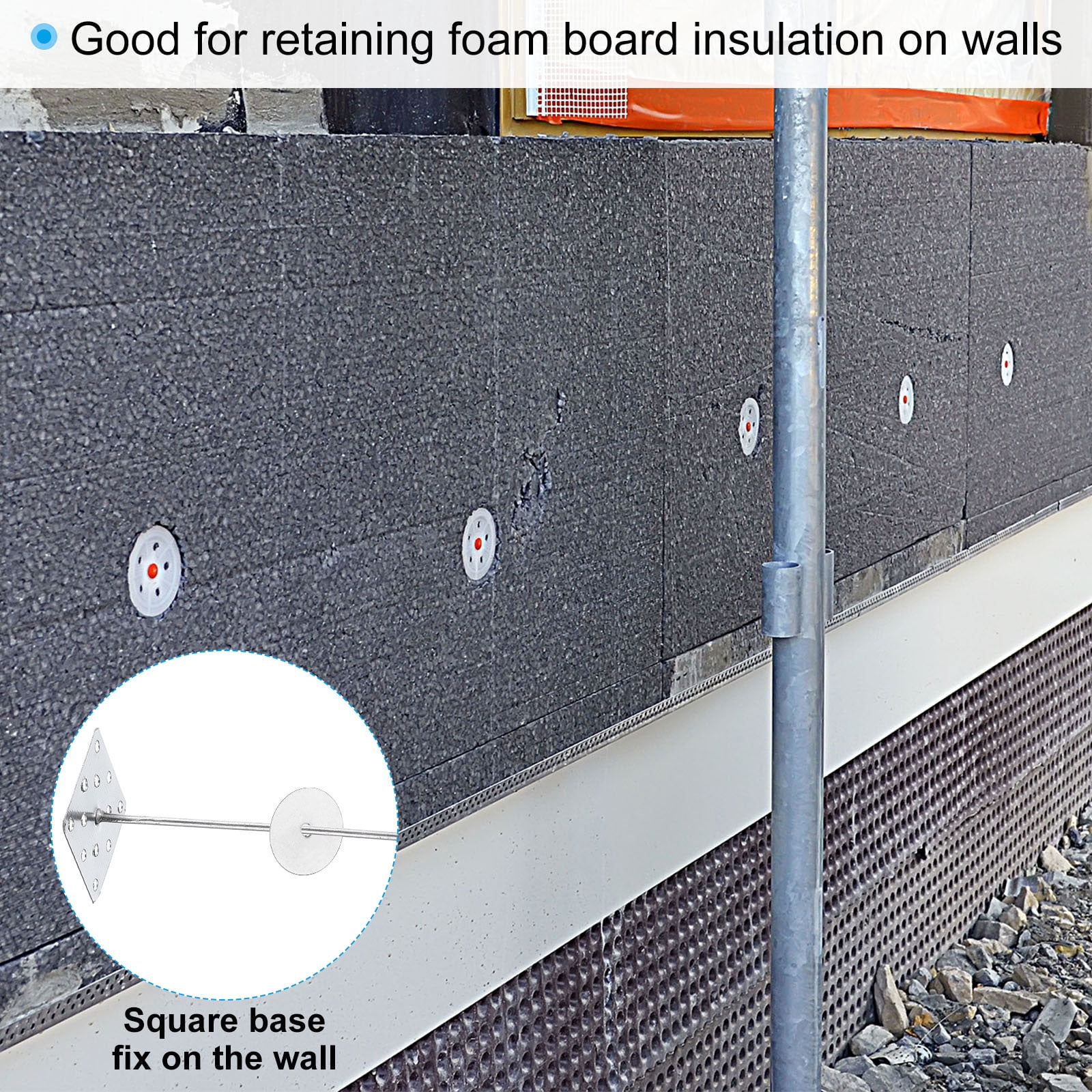 5.9 Inch Perforated Insulation Pins with Round Washers, 30 Pack Aluminum Insulating Nails for Fixing Foam Boards