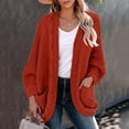 thumbnail image 2 of Ediodpoh Women Casual Solid Crochet Sweater Cardigan Loose Long Sleeve Pocket Long Coat Cardigan Sweaters for Women Orange L, 2 of 7